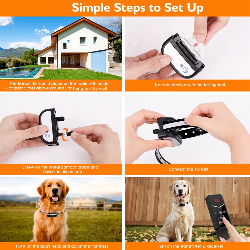 BHCEY Wireless Dog Fence, Electric Fence System,Remote Dog Shock Training Collar 2 in 1, Perimeter Wireless Dog Boundary Pet Containment System Outdoor for The Yard,Suitable for Large/Small Dogs