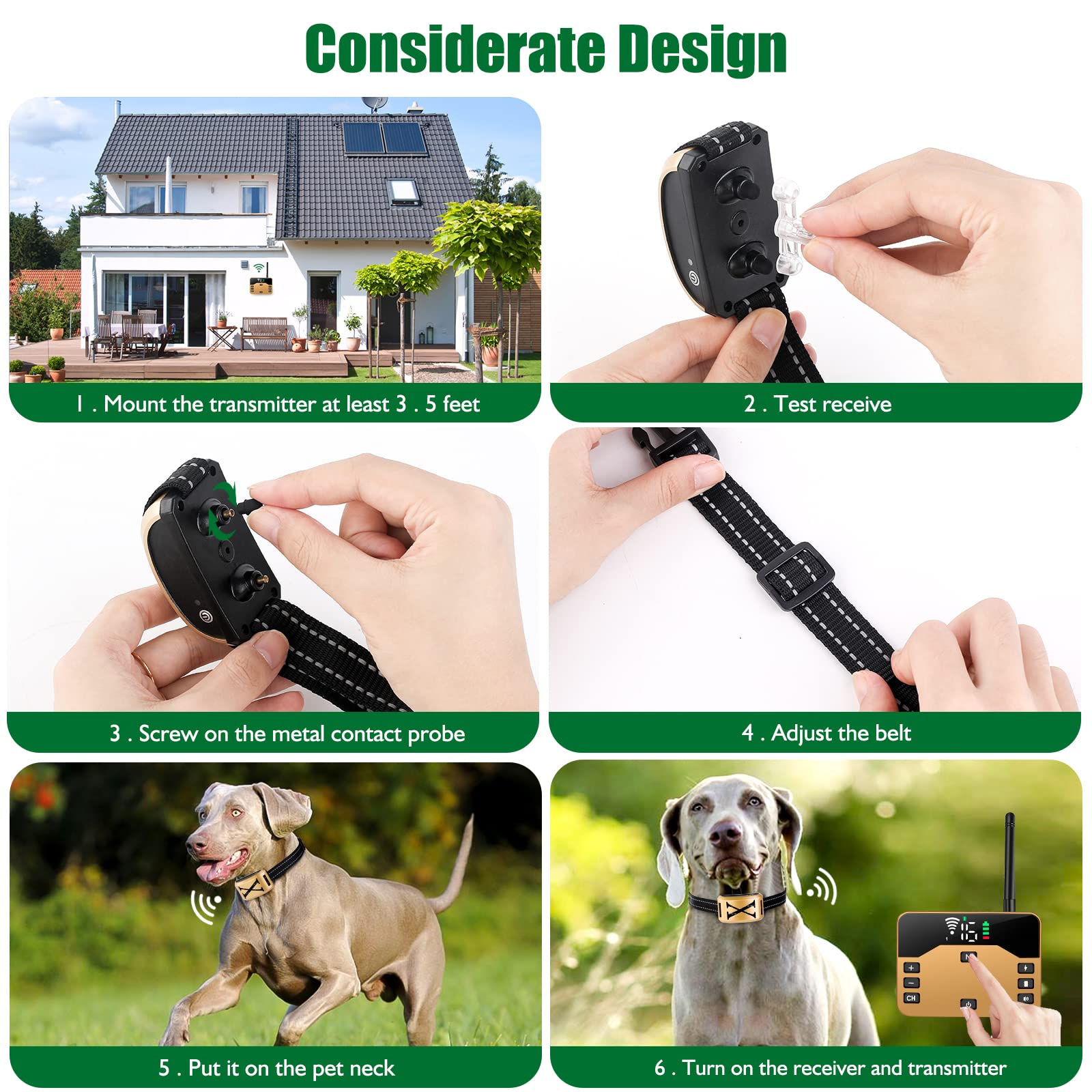 BHCEY Wireless Dog Fence, 2023 Electric Wireless Fence Training Collar with Remote 2-in-1, Pet Containment Fence System, Rechargeable Safe Dog Boundary, Adjustable collar for Small Medium Large Dogs