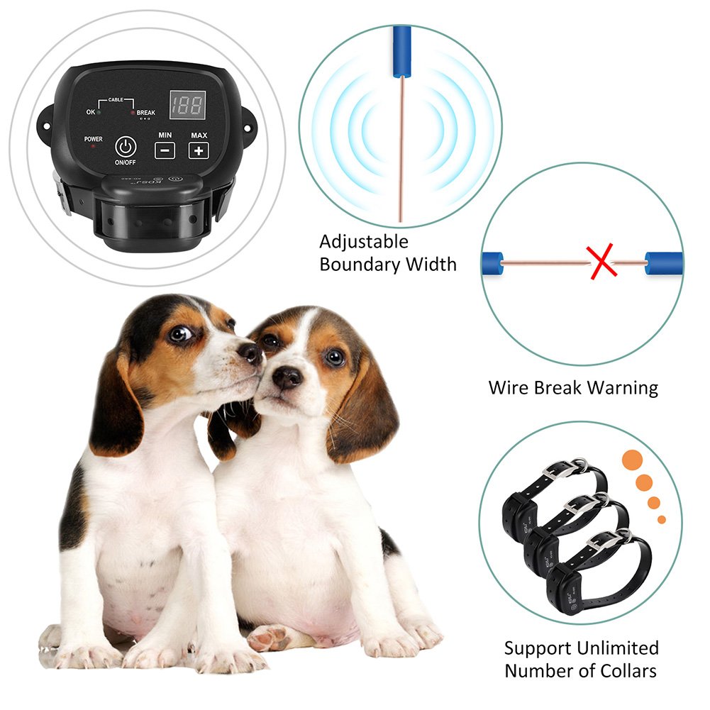 COVONO Electric Dog Fence (for 2 Dogs), Wired Pet Containment System (Aboveground/Underground, 650 Ft Wire, IP66 Waterproof/Rechargeable Collar, Shock/Tone Correction, 2 Dogs System)