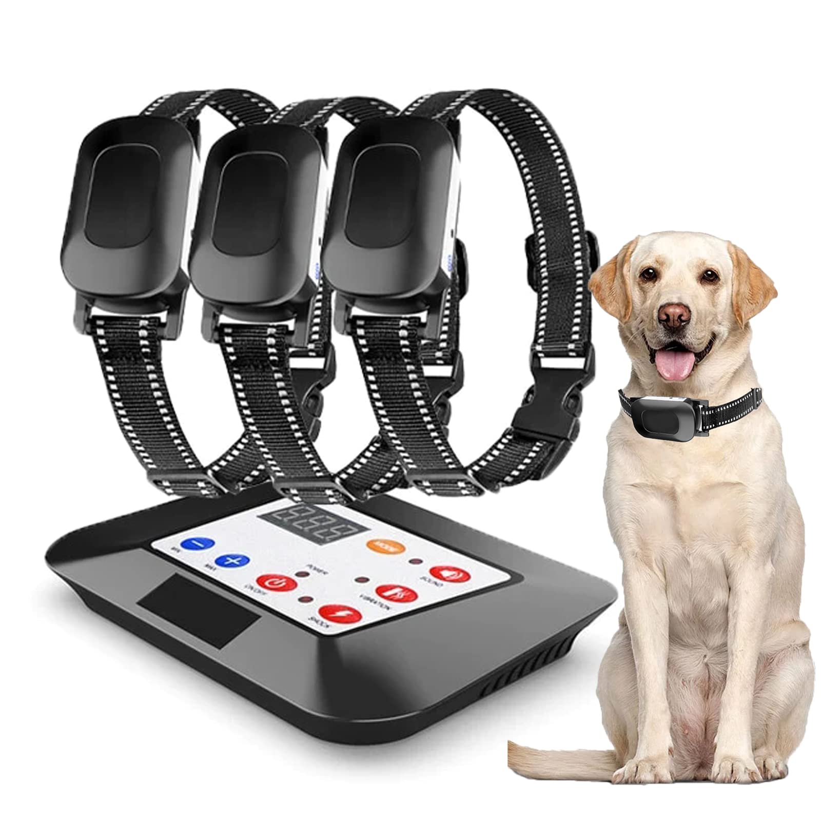 HEXIEDEN Wireless Dog Fence,Pet Containment System,Electric Dog Training Collar with Remote Dog Boundary System,Reflective Stripe,Waterproof,Adjustable Range,Harmless,for 1 2 3 Dogs,for3dogs