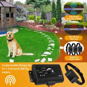 HEXIEDEN Electric Dog Fence,Aboveground/Underground Pet Containment System,with Waterproof/Rechargeable Collar,656Ft Underground Boundary Wire,Shock/Tone Correction,for 1 2 3 Dogs,for2dogs