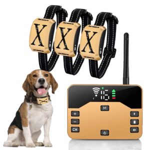 2 in 1 wireless dog fence, pet electric boundary containment system, with waterproof training collar receiver, rechargeable safe dog boundary container, adjustable signal range, for 1 2 3 dogs,for3do