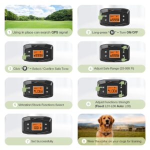 Dog Fence, 98-3280FT GPS Electric Dog Fence, Waterproof Wireless Pet Fence Collar Wireless Fence for Dogs, Pet Containment System Wireless Dog Fence System for Large Dog Training Outdoor