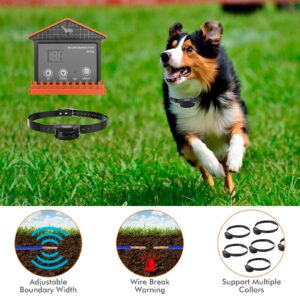 COVONO Wired Electric Dog Fence, Underground/Aboveground Pet Containment System (650Ft Wire, Waterproof & Rechargeable Collar, Shock/Tone Correction, Support 2 Dogs)