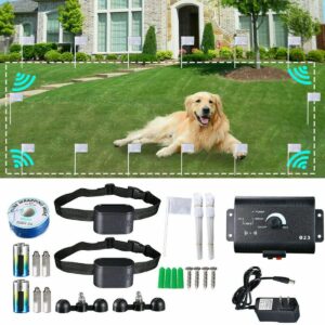 suxian electronic dog fence, in-ground/aboveground pet dog containment system, 1500 feet fence dog boundary container, waterproof training collar, safe effective, harmless for all dogs,for2dogs