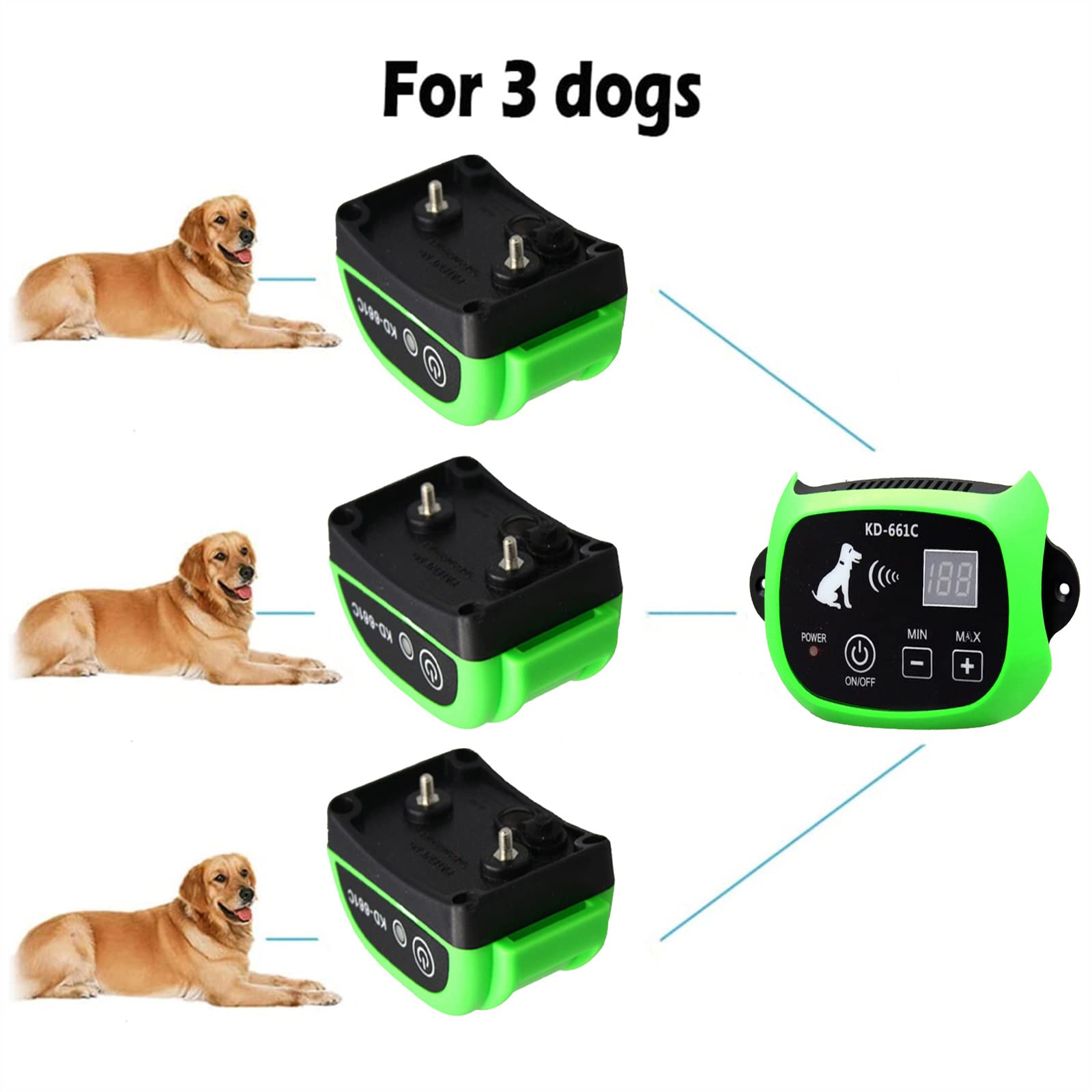 HEXIEDEN Electric Wireless Dog Fence,Pet Dog Container Boundary Containment System,with Waterproof and Rechargeable Collar Receiver,Adjustable Control Range,Harmless,for 1 2 3 Dogs,for2dogs