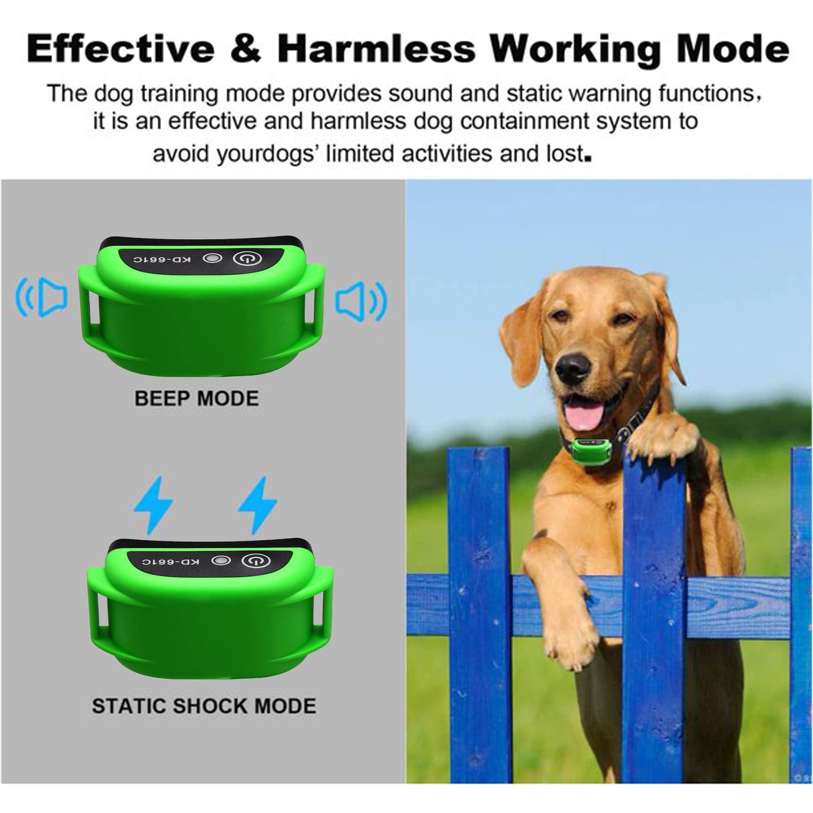 HEXIEDEN Electric Wireless Dog Fence,Pet Dog Container Boundary Containment System,with Waterproof and Rechargeable Collar Receiver,Adjustable Control Range,Harmless,for 1 2 3 Dogs,for2dogs