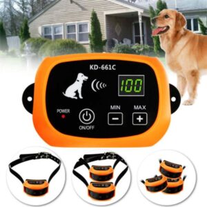 Wireless Dog Fence, Pet Electric Containment System, Safe Effective Beep & Shock Dog Fence with Waterproof Collar, Adjustable Control Range & Display Distance,Electric Pet Fence,for3dogs