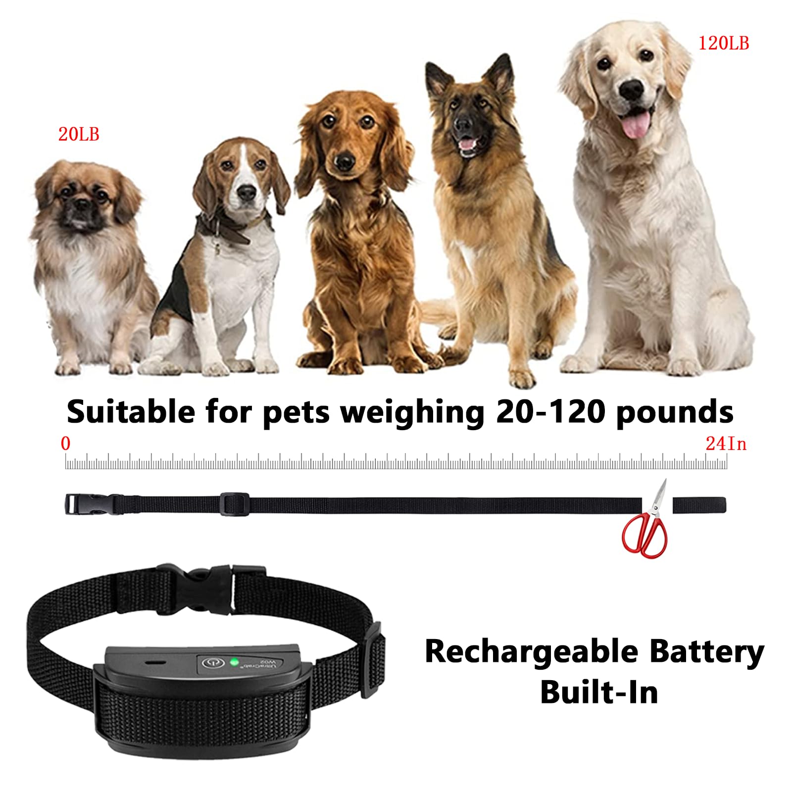 UltraCrab Basic In-Ground Pet Fence - Underground Electric Pet Fence System with Waterproof and Rechargeable Training Collars - Electric Fence for Dogs