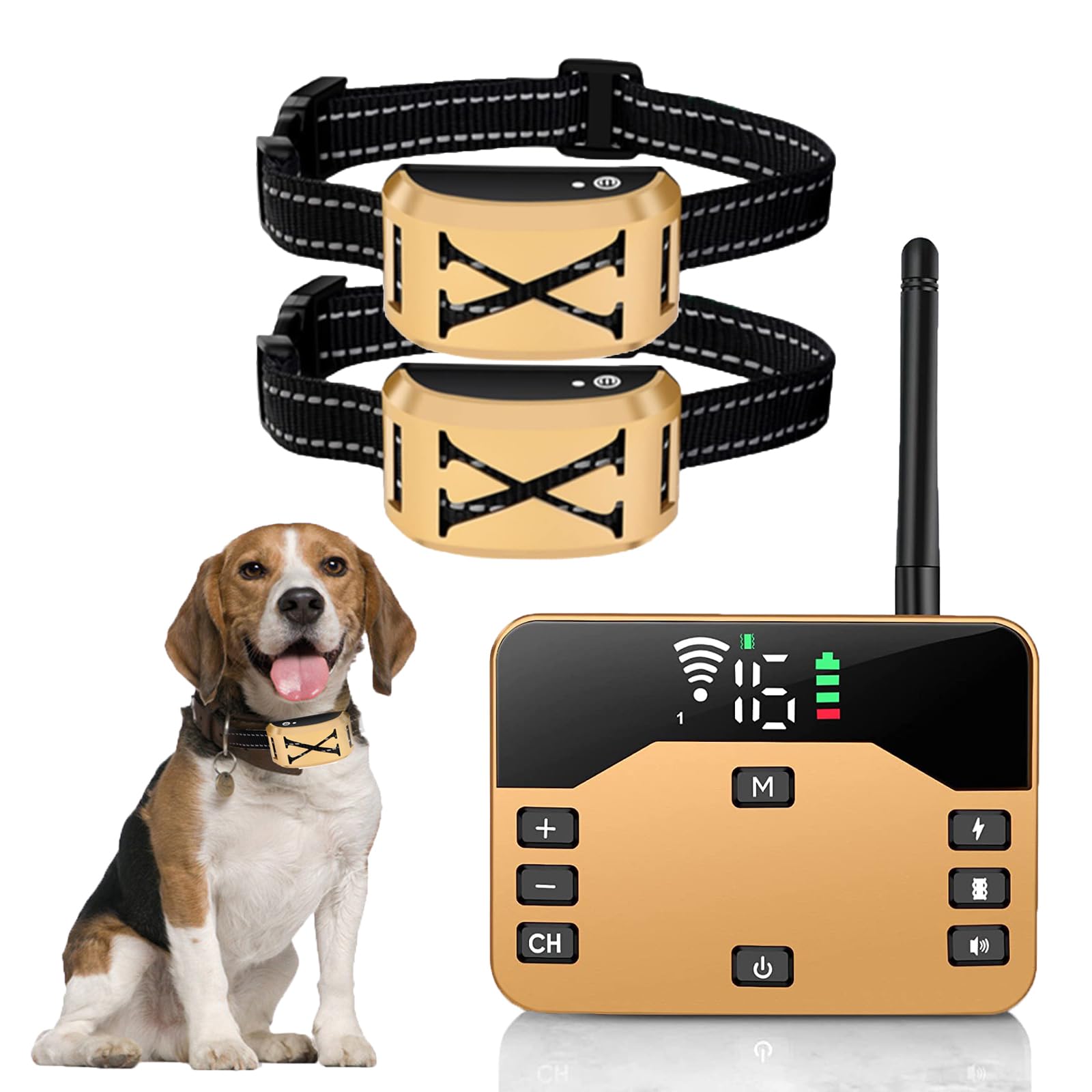 HEXIEDEN Wireless Dog Fence System Electric Fence Training Collar w/Remote 2-in-1, Pet Boundary Containment System with Adjustable Vibration & Shock, Waterproof, Rechargeable, for 1 2 3 Dogs,for2dogs