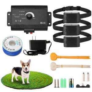 hofcioyt electronic pet fencing system wireless electric dog fence system underground/in-ground electronic pet containment system max. 5000㎡ adjustable effective with one battery-operared training,fo
