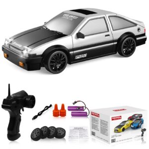 remote control car rc drift car 2.4ghz 1:24 scale 4wd 15km/h high speed model vehicle with led lights drifting tire racing sport toy car for adults boys girls kids gift 2pcs rechargeable batteries