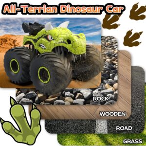 ScharkSpark Dinosaur Remote Control Car, 2.4GHz Monster Trucks for Boys Girls with Light, Sound & Spray, Dinosaur Toys Gift for Kids 3 4 5 6 7 8, All Terrain RC Cars for Toddlers with 2 Batteries
