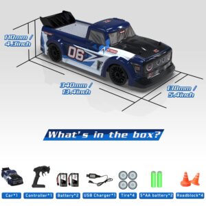 RACENT RC Car 1:14 4WD Remote Control Drift Car 15MPH High Speed Vehicle Toy Trucks with Drifting & Racing Tires, 2 Rechargeable Batteries, Gifts for Boys Kids Adults