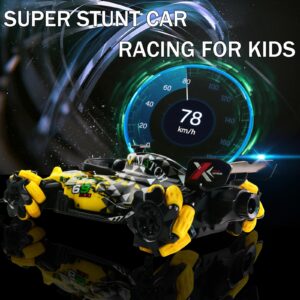 Ruxrcni Gesture Sensing Remote Control Car, F1 RC Stunt Car 1:14 Scale 4WD 2.4GHz 360° Rotating RC Cars Toy for Kids with Spray Lights RC Drift Car Boys Girls Gifts Birthday Xmas for 6-12 Year Old