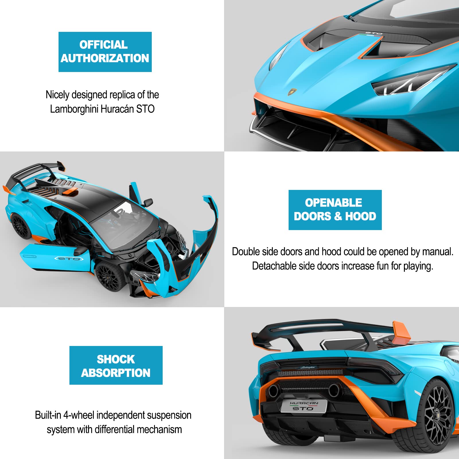 Lamborghini RC Car Rastar R/C 1/14 Lamborghini Huracán STO Model Car Blue Lamborghini Toy Car 2.4Ghz Remote Control Car for Boys 8-12