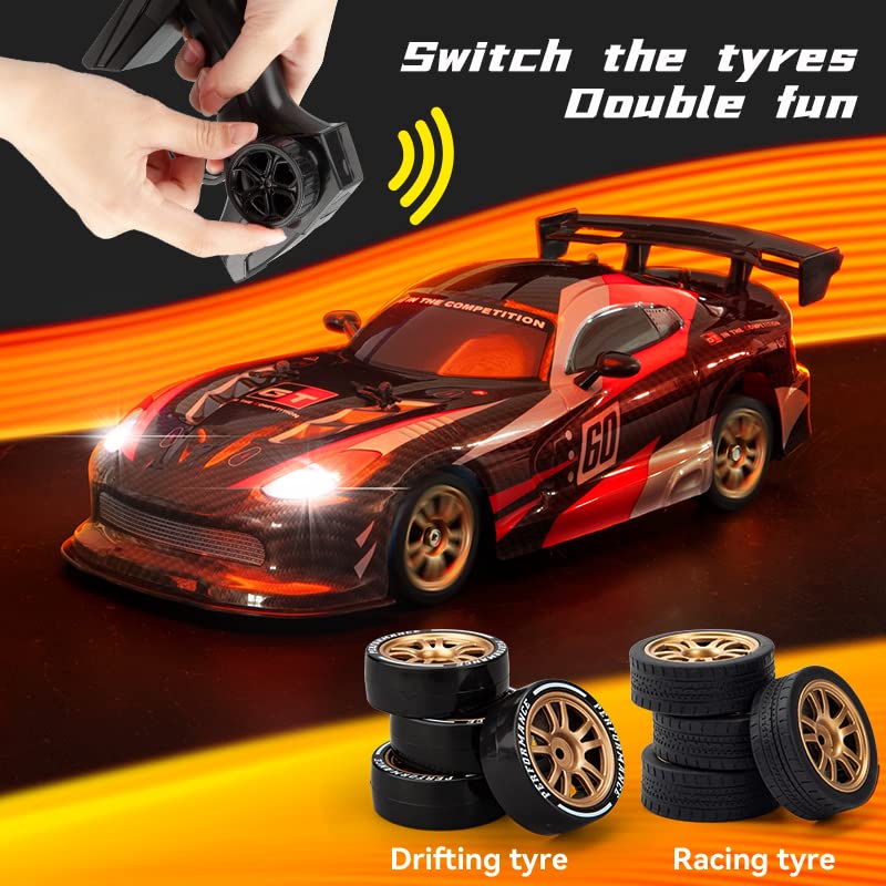 The perseids RC Drift Car 1/16 Remote Control Car High Speed RC Race Cars for Adults 4WD 20KM/H 2.4G Offroad RTR Speed Control Drifting Vehicles Toy with Drifting + Racing Tires