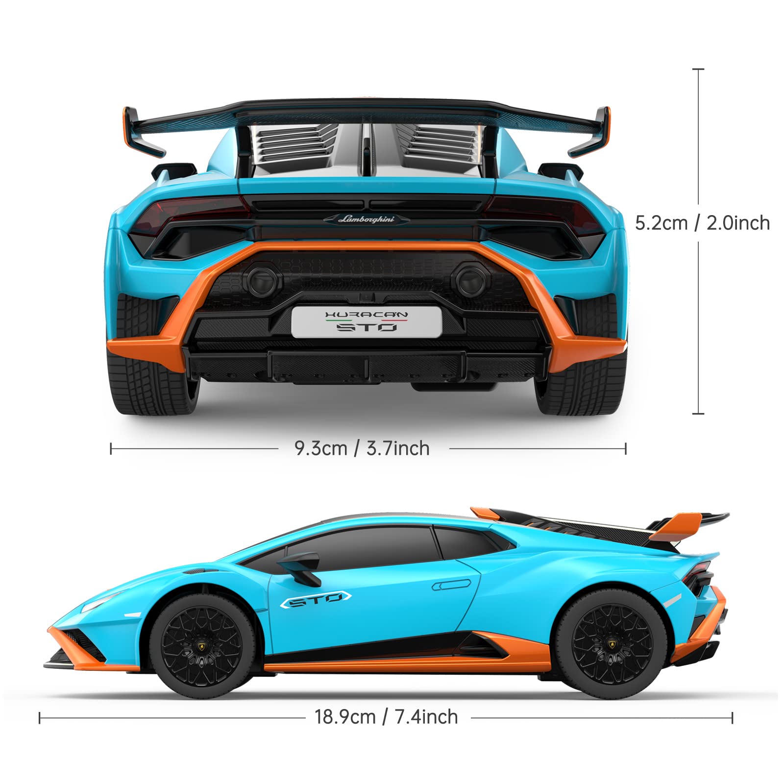 RASTAR by Lamborghini Huracan STO RC Car 1:24 Scale Remote Control Toy Car, R/C Model Vehicle for Kids Black RC - Blue