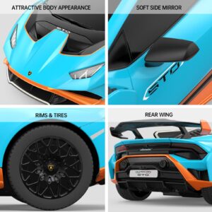 RASTAR by Lamborghini Huracan STO RC Car 1:24 Scale Remote Control Toy Car, R/C Model Vehicle for Kids Black RC - Blue