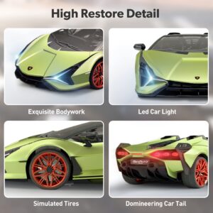 MIEBELY Lamborghini Remote Control Car, 1:12 Scale Lambo Rc Cars 7.4V 900mAh Officially Licensed 12Km/h Fast Toy Car with Led Light 2.4Ghz Model Car for Adults Boys Girls Birthday Ideas Gift - Green