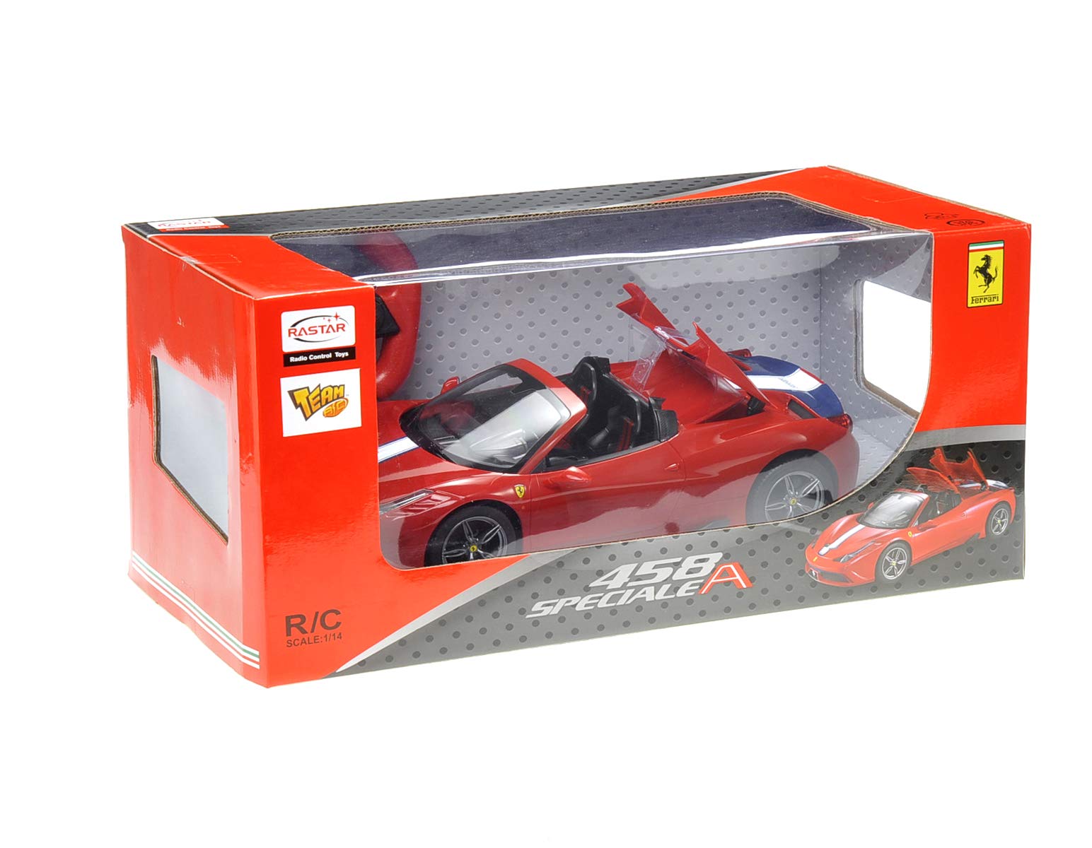 PowerTRC 1:14 Remote Conrol Ferrari 458 Speciale with Functional Convertible Top | RC Electric Hobby Racing Car for Boys, Girls & Adults (Red)