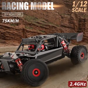 GoolRC WLtoys 124016 V2 RC Car, 1:12 Scale Remote Control Car, 4WD 75km/h High Speed Racing Car, 2.4GHz All Terrain Off Road RC Truck RTR with Brushless Motor and Metal Chassis for Kids Adults