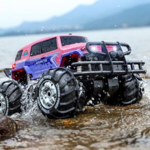 ruko 1601amp3 amphibious rc truck for girls, ipx6 warterproof monster truck, 1:10 large remote control car for all terrain, 2 rechargeable batteries for 50 min fun time, gifts for kids