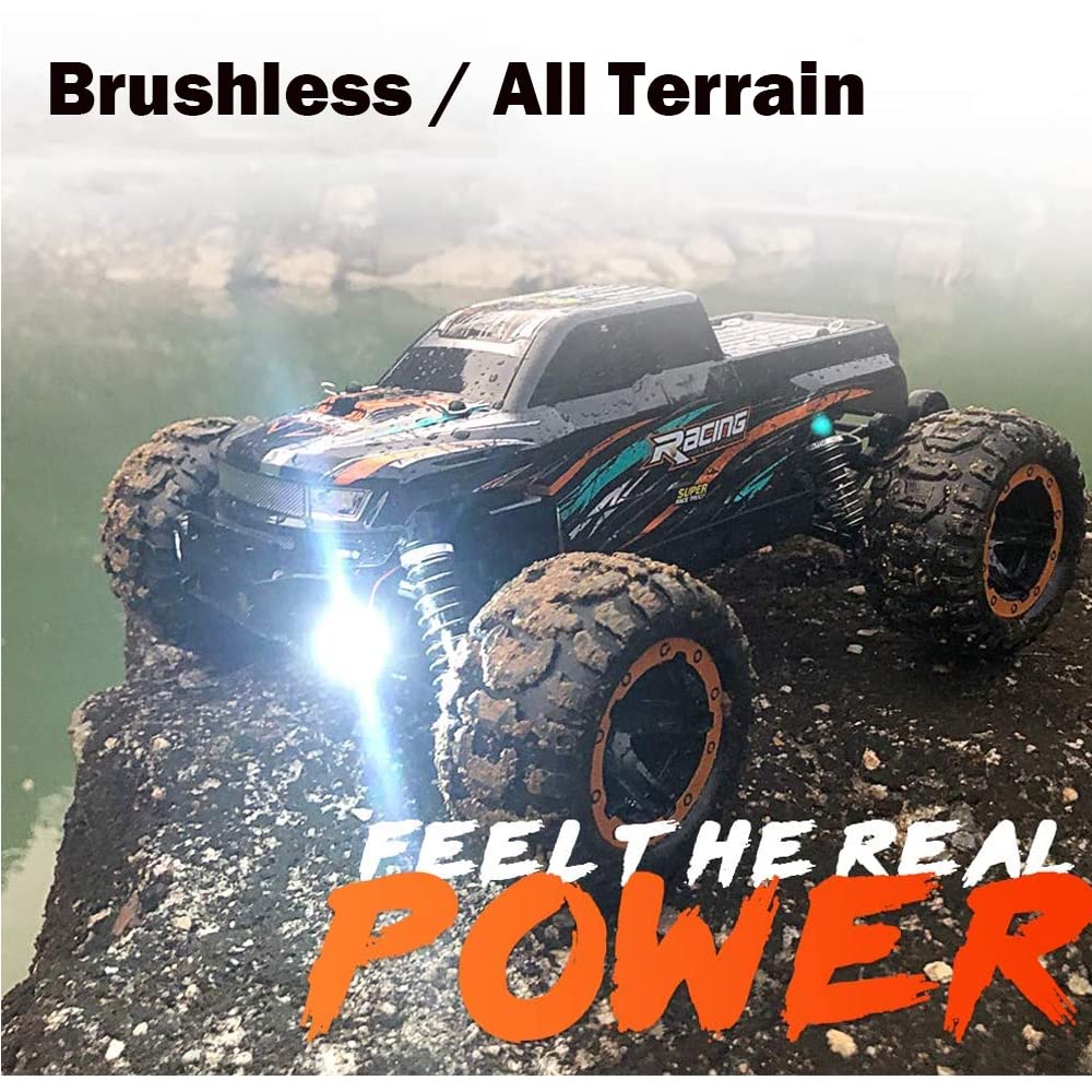 GoolRC 16889A RC Car, 1:16 Scale Remote Control Car, 4WD 45KM/H High Speed RC Truck with Brushless Motor, 2.4GHz All Terrain Off Road Rock Crawler, Electric Vehicle Toy for Adults Kids (Orange)