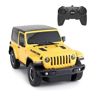 rastar rc toy, 1/24 scale wrangler jl remote control rc car, rubicon model vehicle for kids, yellow