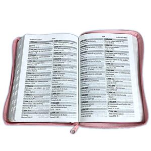 Biblia para Mujer con Cierre Letra Grande 12 puntos Concordancia Amplia Reina Valera 1960 rosada con indice