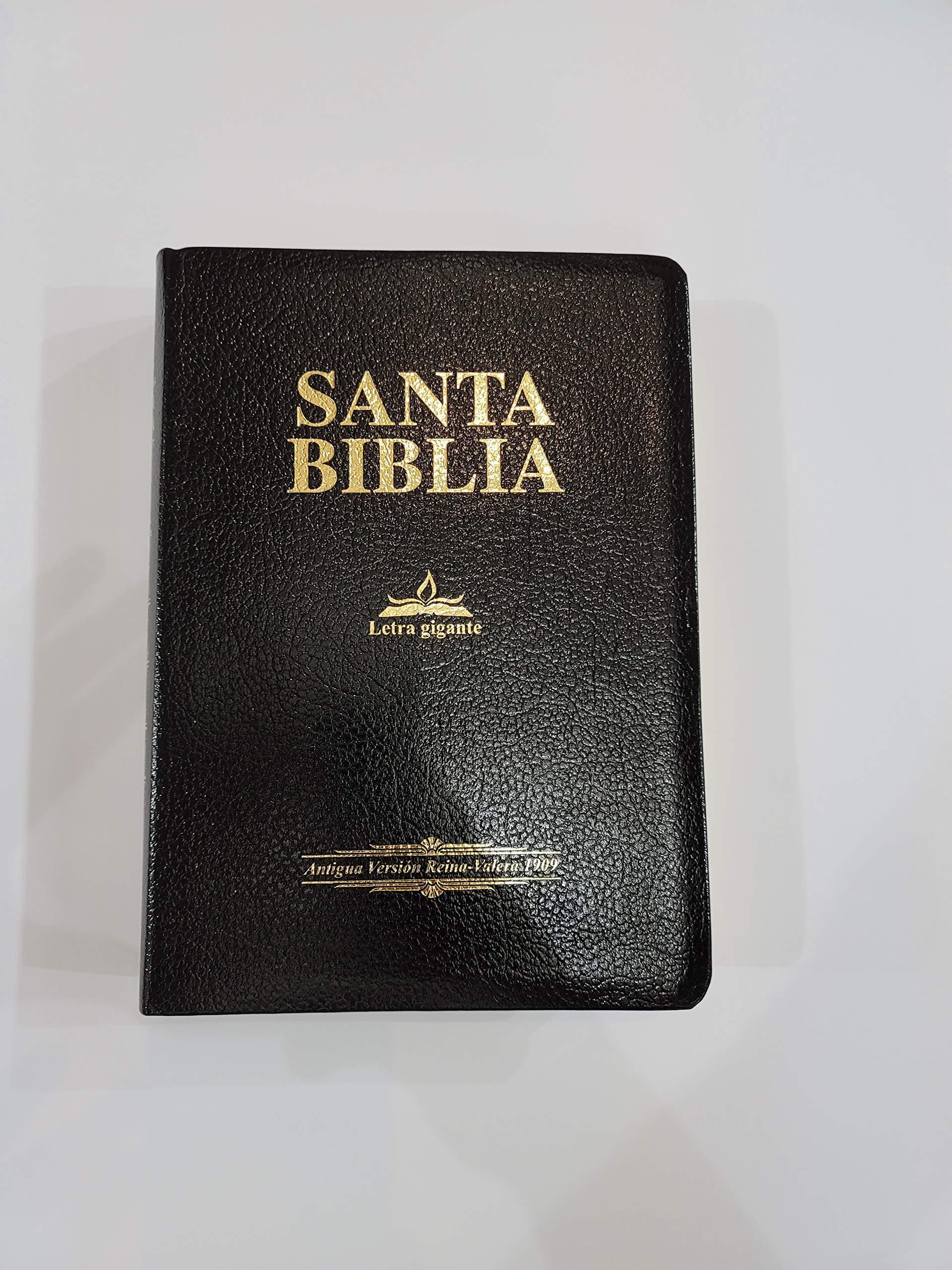 Santa Biblia Version Antigua 1909 Letra Gigante Piel Negra Con Indice