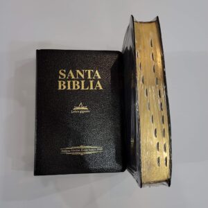 Santa Biblia Version Antigua 1909 Letra Gigante Piel Negra Con Indice