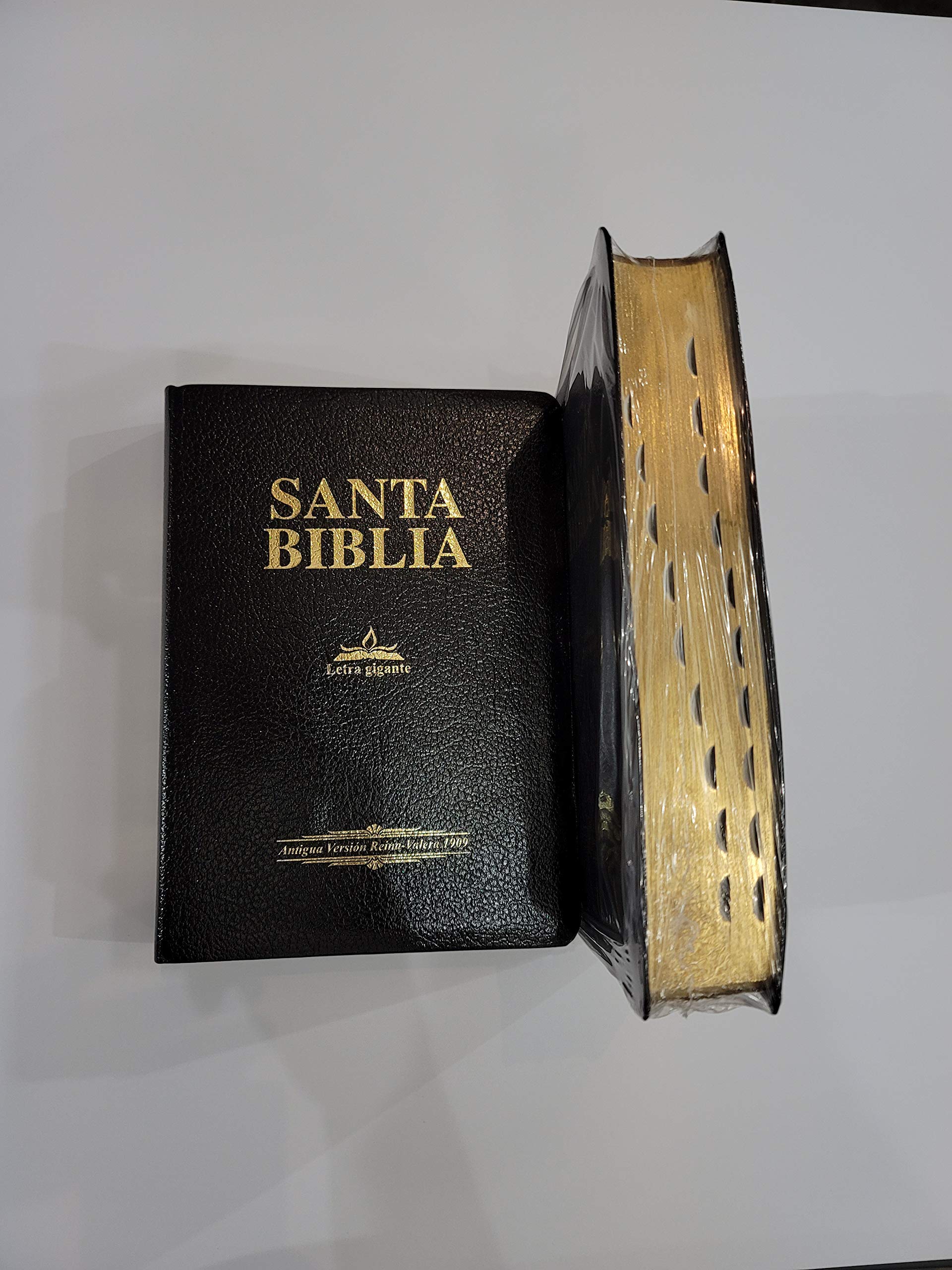 Santa Biblia Version Antigua 1909 Letra Gigante Piel Negra Con Indice