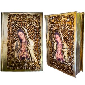 Catholic Spanish Bible with Metalic Cover of Our Virgen de Guadalupe Spanish Bible Large Print - Decorations for Catholic Wedding biblia