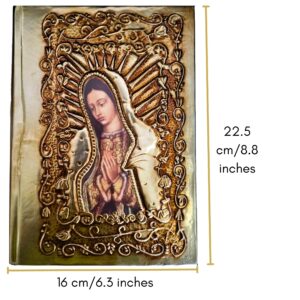 Catholic Spanish Bible with Metalic Cover of Our Virgen de Guadalupe Spanish Bible Large Print - Decorations for Catholic Wedding biblia