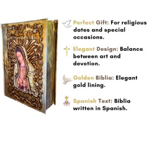 Catholic Spanish Bible with Metalic Cover of Our Virgen de Guadalupe Spanish Bible Large Print - Decorations for Catholic Wedding biblia