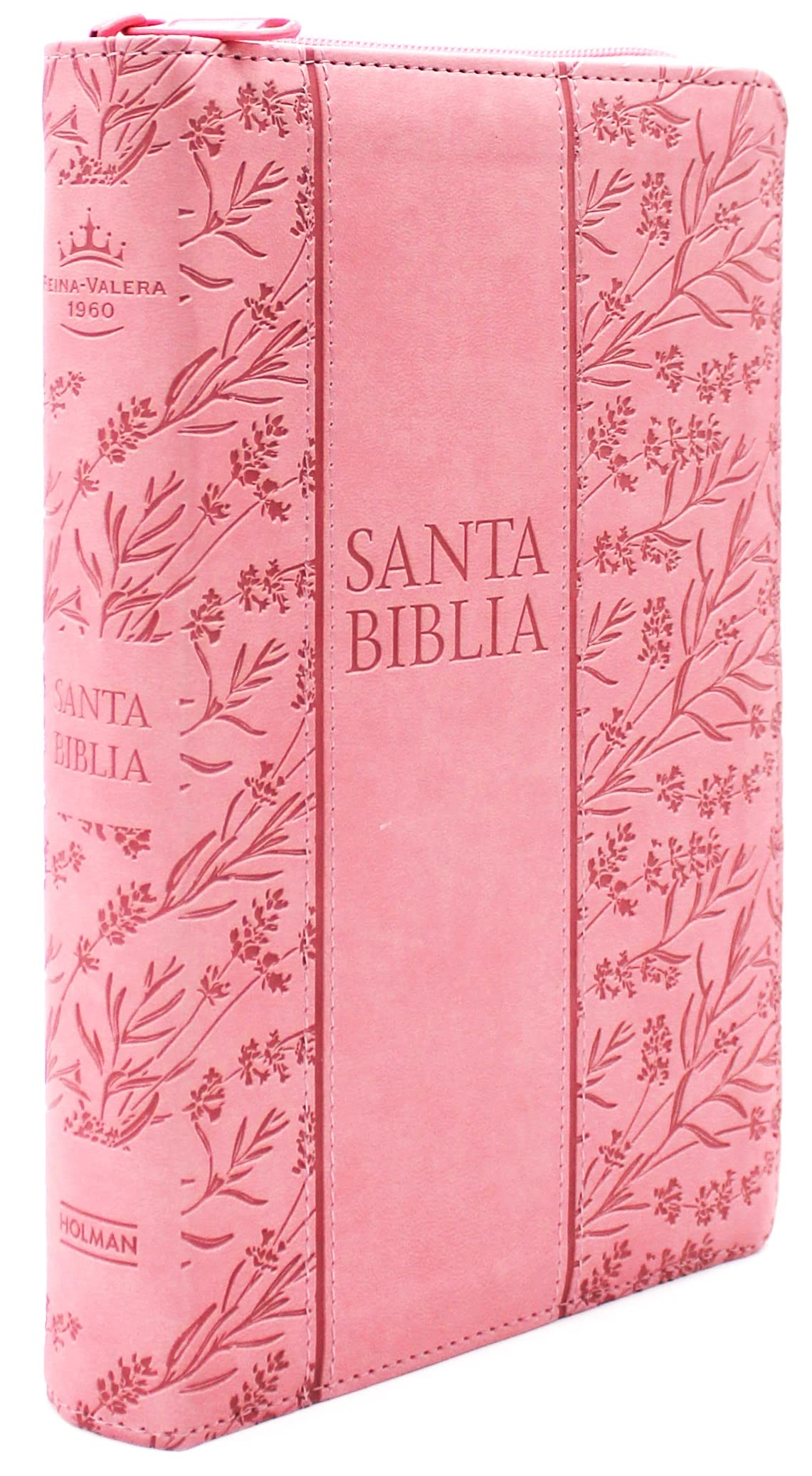 Santa Biblia Reina Valera 1960 Letra Grande tamano manual con Cierre Indice color Rosado Floral/ Spanish Holy Bible RVR 1960. Handy Size, Large Print, Zipper, Pink