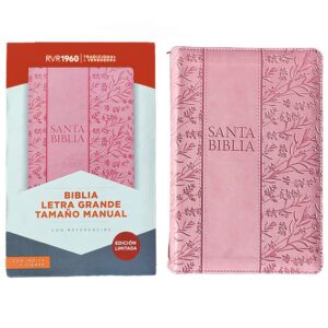 Santa Biblia Reina Valera 1960 Letra Grande tamano manual con Cierre Indice color Rosado Floral/ Spanish Holy Bible RVR 1960. Handy Size, Large Print, Zipper, Pink