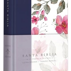 Biblia RVR 1960 letra grande. Tapa dura tela azul púrpura con flores tamaño manu al / Bible RVR 1960 Handy Size Hardcover Cloth with Purple Blue Flowers