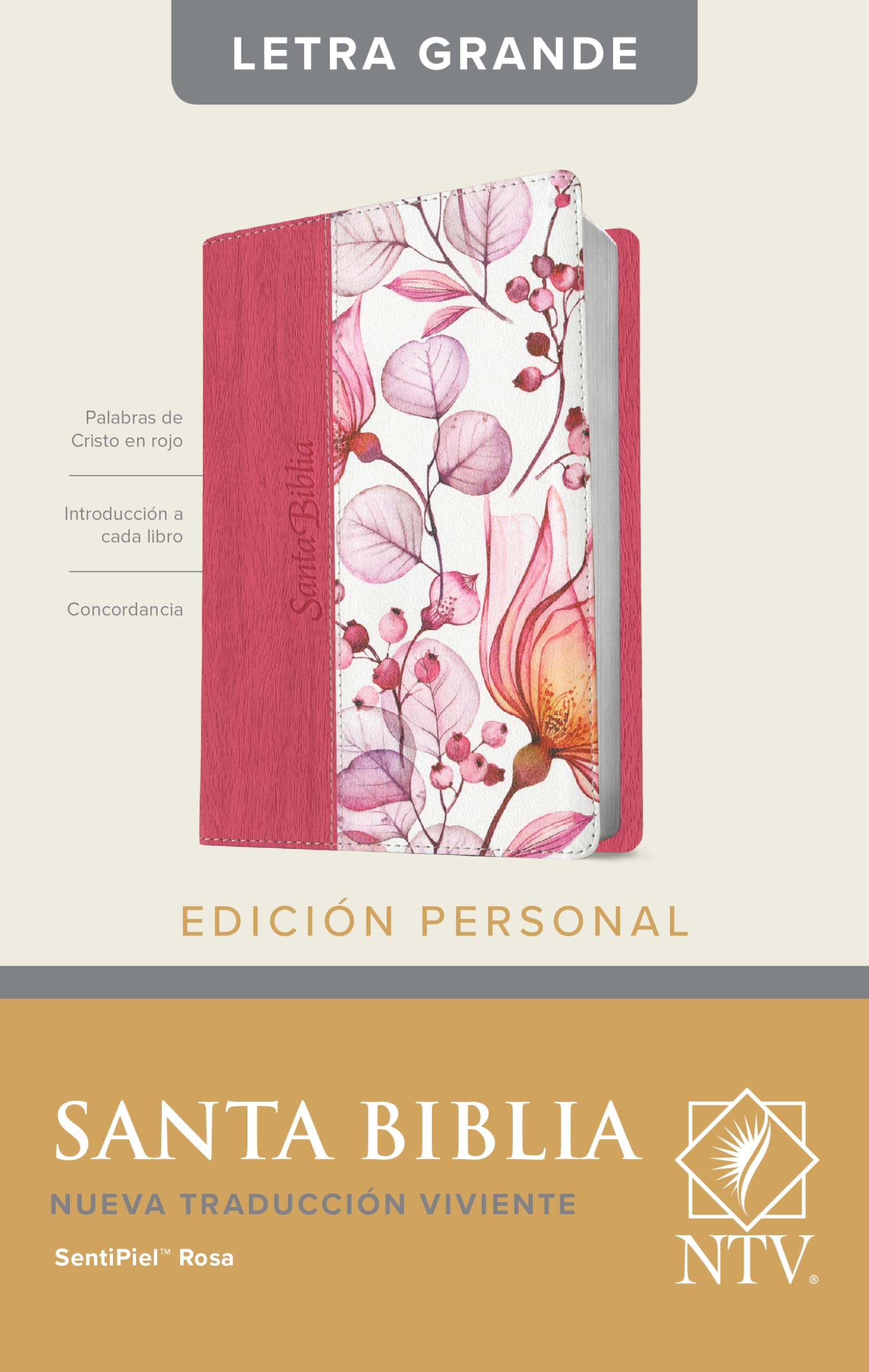 Santa Biblia NTV, Edición personal, letra grande (SentiPiel, Rosa, Letra Roja) (Spanish Edition)