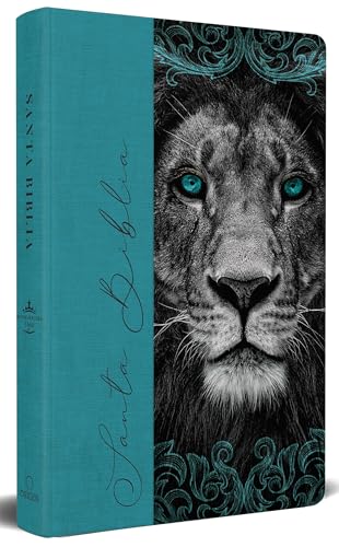 Biblia RVR 1960 letra grande, tamaño manual, tapa dura de tela León aguamarina / Spanish Bible RVR 1960 Handy Size Large Print Hardcover Cloth Lion Aquamari