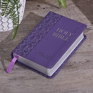 KJV Holy Bible, Mini Pocket Size, Faux Leather Red Letter Edition - Ribbon Marker, King James Version, Purple