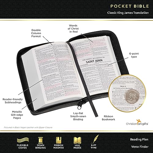 KJV Holy Bible, Mini Pocket Size, Faux Leather Red Letter Edition - Ribbon Marker, King James Version, Purple