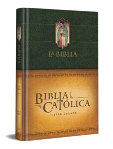 la biblia católica: tamaño grande, edición letra grande. tapa dura, verde, con virgen