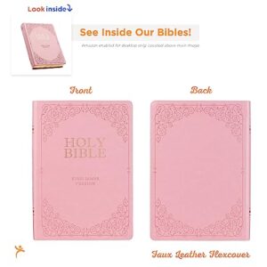 KJV Holy Bible, Giant Print Full-size Faux Leather Red Letter Edition - Thumb Index & Ribbon Marker, King James Version, Pink