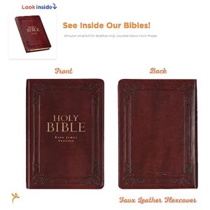 KJV Holy Bible, Standard Size Faux Leather Red Letter Edition Thumb Index & Ribbon Marker, King James Version, Saddle Tan