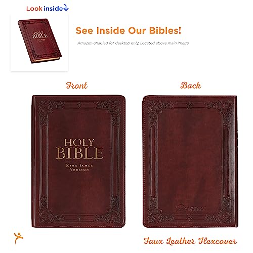 KJV Holy Bible, Standard Size Faux Leather Red Letter Edition Thumb Index & Ribbon Marker, King James Version, Saddle Tan