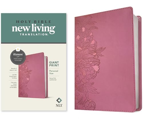 NLT Personal Size Giant Print Bible, Filament-Enabled Edition (LeatherLike, Peony Pink, Red Letter): Includes Free Access to the Filament Bible App ... Notes, Devotionals, Worship Music, and Video