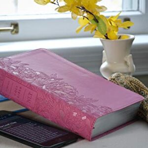 NLT Personal Size Giant Print Bible, Filament-Enabled Edition (LeatherLike, Peony Pink, Red Letter): Includes Free Access to the Filament Bible App ... Notes, Devotionals, Worship Music, and Video