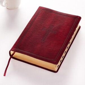 KJV Holy Bible, Super Giant Print Faux Leather Red Letter Edition - Thumb Index & Ribbon Marker, King James Version, Burgundy